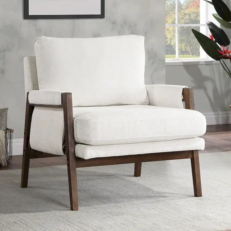 Mid-Century Modern 30 W Chenille Upholstered Accent Leisure Armchair