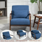 Mid-Century Velvet Upholstered Accent Chair Armchair w/Waist Cushion