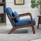 Mid-Century Velvet Upholstered Accent Chair Armchair w/Waist Cushion