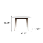 HomeRoots 47 White and Brown Rounded Dining Table