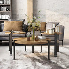 Moril Transitional 41-inch Steel Round 3-Piece Coffee Table and Side Tables Set by Furniture of America