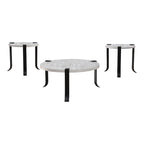 Moril Transitional 41-inch Steel Round 3-Piece Coffee Table and Side Tables Set by Furniture of America