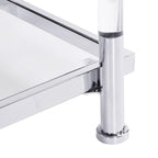 Grondin Modern Contemporary 2-Tier Console Table with Tempered Glass Top, Bottom Shelf, Steel and Acrylic Frame