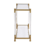 Grondin Modern Contemporary 2-Tier Console Table with Tempered Glass Top, Bottom Shelf, Steel and Acrylic Frame