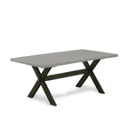 East West Furniture Dining Set- a Dining Table and Black Pu Leather Parson Chairs, Wire brushed Black.(Pieces Options)
