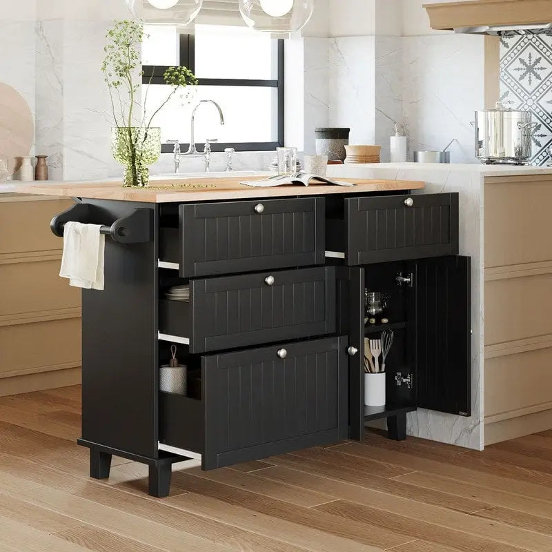 Kitchen Island Set with Drop Leaf and 2 Seatings