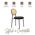 Euston Set of 4 Modern Dining Chair with Wicker Back & Upholstered Velvet Seat for Home Office Living Room & Kitchen