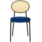 Euston Set of 4 Modern Dining Chair with Wicker Back & Upholstered Velvet Seat for Home Office Living Room & Kitchen