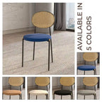 Euston Set of 4 Modern Dining Chair with Wicker Back & Upholstered Velvet Seat for Home Office Living Room & Kitchen