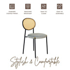 Euston Set of 4 Modern Dining Chair with Wicker Back & Upholstered Velvet Seat for Home Office Living Room & Kitchen