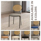 Euston Set of 4 Modern Dining Chair with Wicker Back & Upholstered Velvet Seat for Home Office Living Room & Kitchen