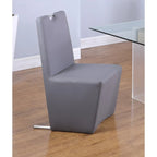 Somette Valor 5-Piece Surfboard Glass Dining Set with Grey Fully Upholstered Chairs