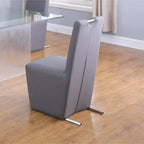 Somette Valor 5-Piece Surfboard Glass Dining Set with Grey Fully Upholstered Chairs