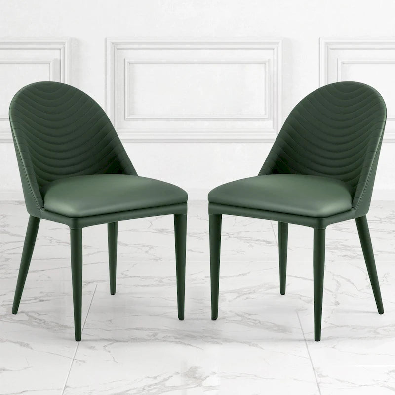 Fully Assembled Microfiber Leather Upholstered Dining Chairs, Set of 2 - 22.44D x 18.5W x 32.28H