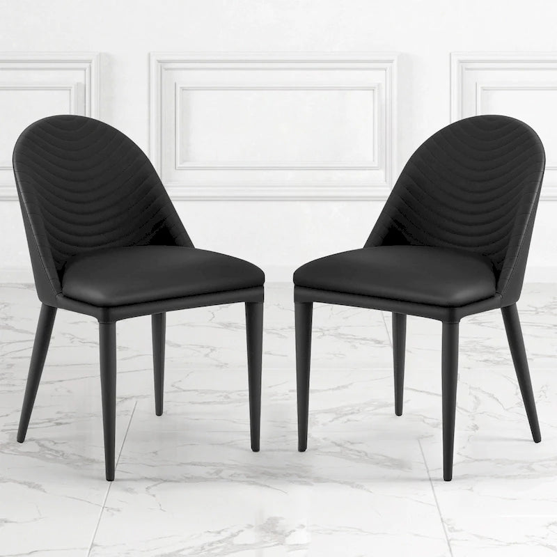 Fully Assembled Microfiber Leather Upholstered Dining Chairs, Set of 2 - 22.44D x 18.5W x 32.28H