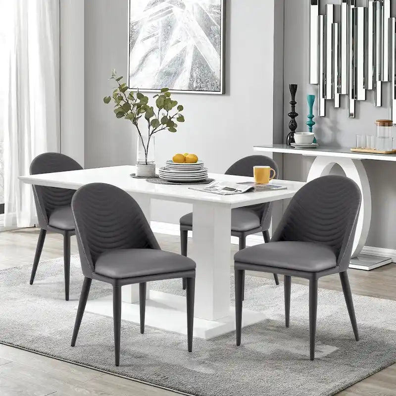 Fully Assembled Microfiber Leather Upholstered Dining Chairs, Set of 2 - 22.44D x 18.5W x 32.28H