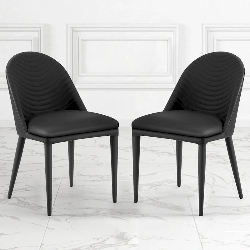 Fully Assembled Microfiber Leather Upholstered Dining Chairs, Set of 2 - 22.44D x 18.5W x 32.28H