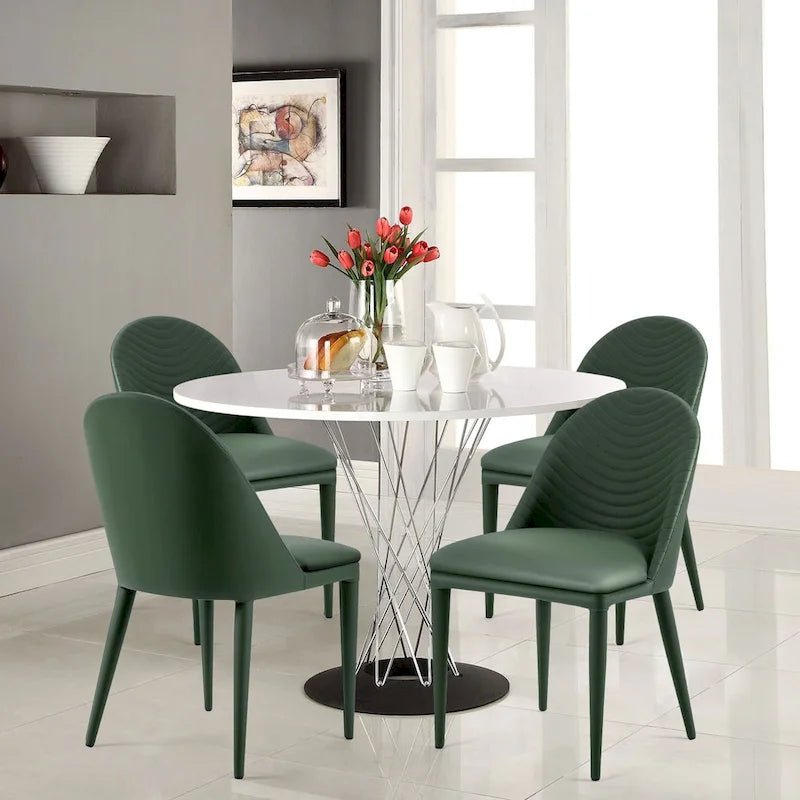 Fully Assembled Microfiber Leather Upholstered Dining Chairs, Set of 2 - 22.44D x 18.5W x 32.28H