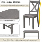 Nestfair 6-Piece Dining Table Set with 4 Fabric Chairs and Bench