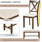 Nestfair 6-Piece Dining Table Set with 4 Fabric Chairs and Bench