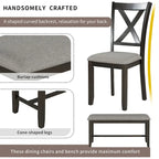 Nestfair 6-Piece Dining Table Set with 4 Fabric Chairs and Bench