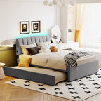 Teddy Fleece Full Size Upholstered Platform Bed with Trundle