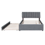 Teddy Fleece Full Size Upholstered Platform Bed with Trundle