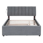 Teddy Fleece Full Size Upholstered Platform Bed with Trundle