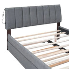 Teddy Fleece Full Size Upholstered Platform Bed with Trundle