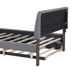 Teddy Fleece Full Size Upholstered Platform Bed with Trundle