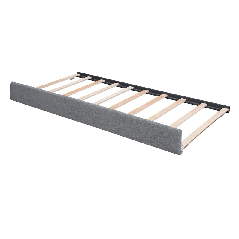 Teddy Fleece Full Size Upholstered Platform Bed with Trundle