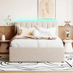 Teddy Fleece Full Size Upholstered Platform Bed with Trundle