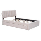 Teddy Fleece Full Size Upholstered Platform Bed with Trundle