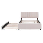 Teddy Fleece Full Size Upholstered Platform Bed with Trundle