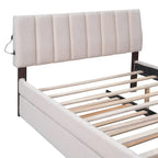 Teddy Fleece Full Size Upholstered Platform Bed with Trundle