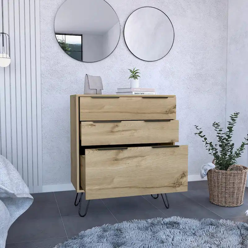 Augusta Dresser with Hairpin Legs and 3 Drawers