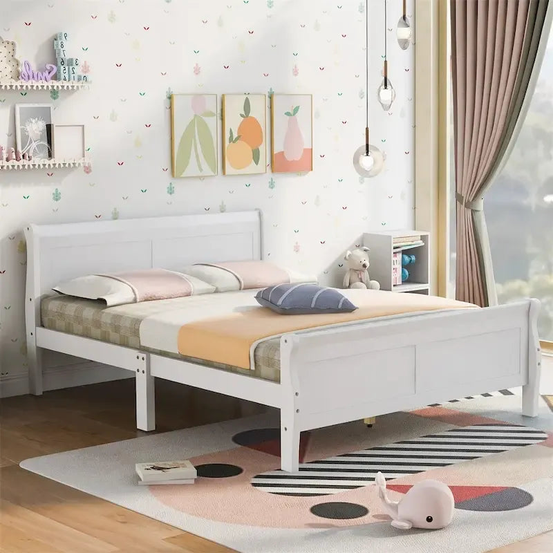 Harper & Bright Designs Wood Twin Sleigh Bed with Headboard and Footboard