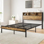 Full Size Bed Frame with Storage Headboard