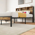 Full Size Bed Frame with Storage Headboard