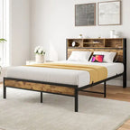 Full Size Bed Frame with Storage Headboard