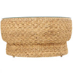 Rattan and Seagrass Handmade Woven Tapered Coffee Table or Accent Table with Glass Top Brown Roche River Decor