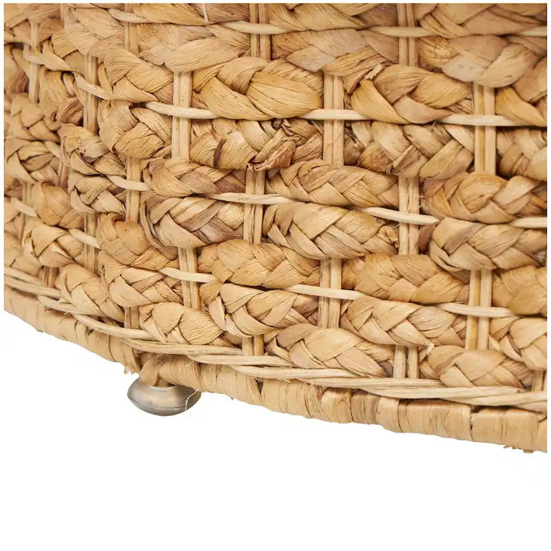 Rattan and Seagrass Handmade Woven Tapered Coffee Table or Accent Table with Glass Top Brown Roche River Decor