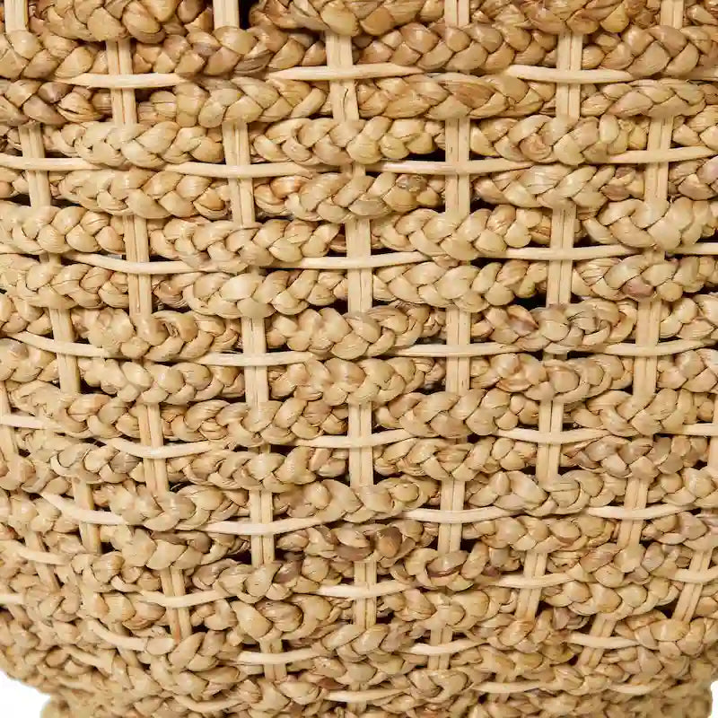 Rattan and Seagrass Handmade Woven Tapered Coffee Table or Accent Table with Glass Top Brown Roche River Decor