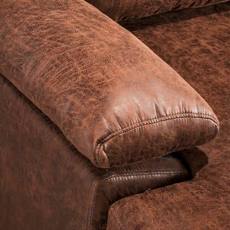 OVIOS Mid-Century Suede Reversible Chaise Sofa With Metal Legs