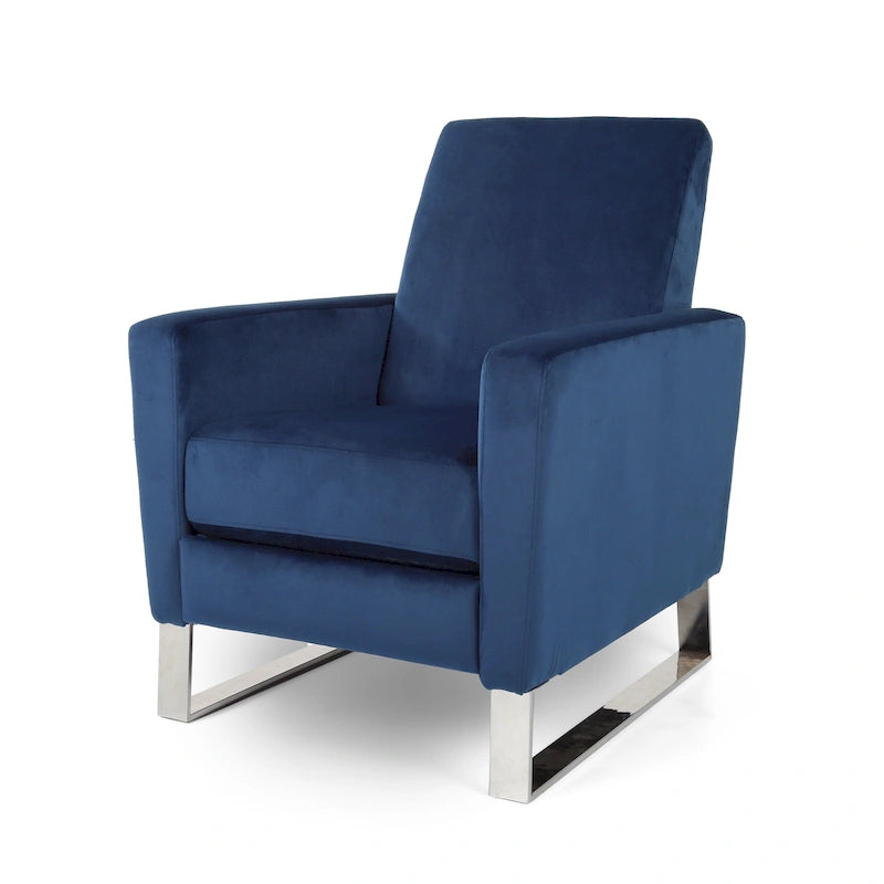 Brightwood Modern Velvet Recliner w/ Steel Legs by Christopher Knight Home