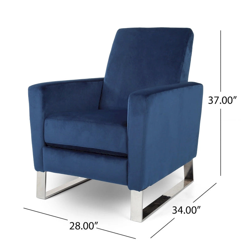 Brightwood Modern Velvet Recliner w/ Steel Legs by Christopher Knight Home