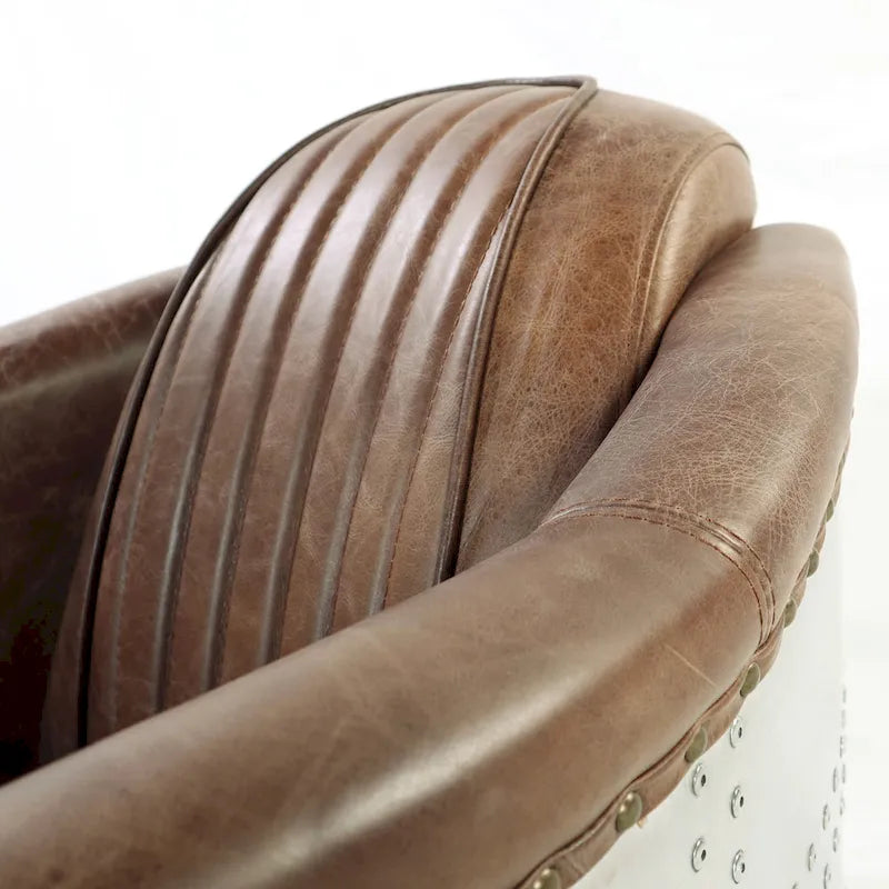 Acme Furniture Brancaster Top Grain Leather Retro Brown Arm Chair
