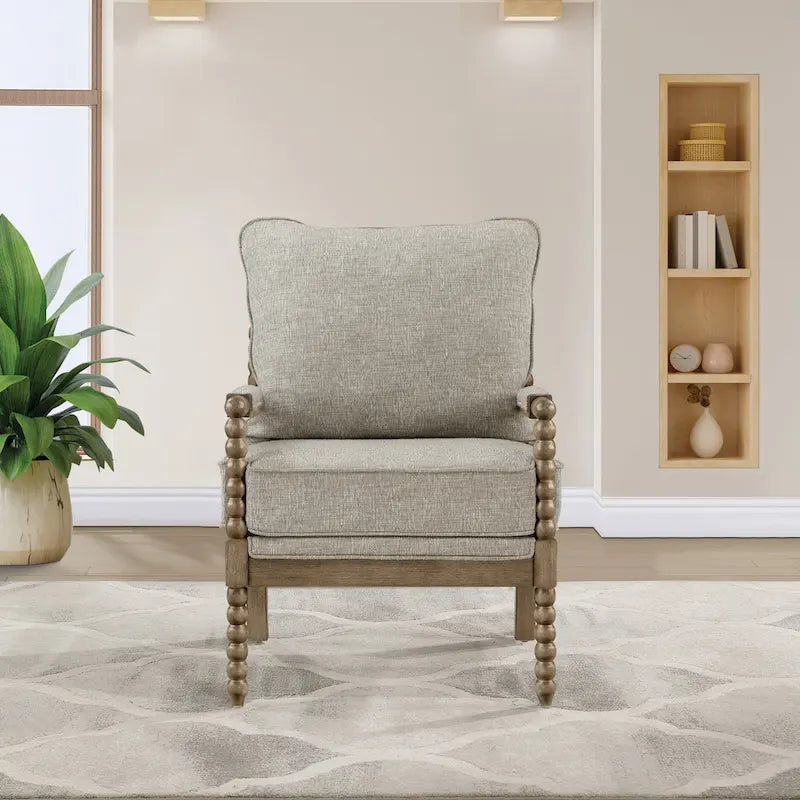 Fletcher Spindle Chair in Fabric with Brushed Charcoal Finish