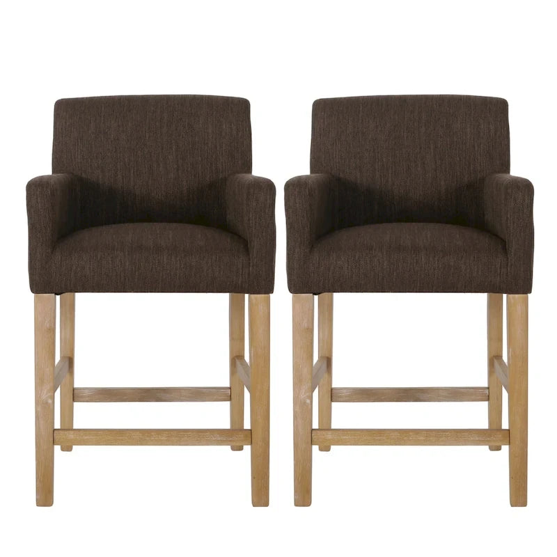 Armga Fabric Upholstered Wood 26 inch Counter Stools (Set of 2) by Christopher Knight Home
