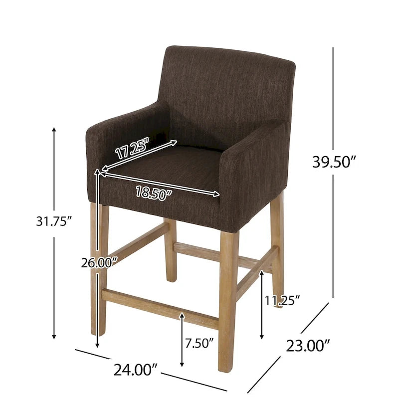 Armga Fabric Upholstered Wood 26 inch Counter Stools (Set of 2) by Christopher Knight Home